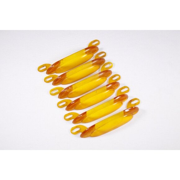 SET of 2 Orange Lucite Art Deco drawer pull inserts, drawer handle parts - Picture 7 of 10